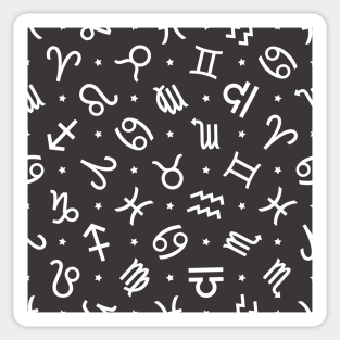 Pattern Set Zodiac Sign Horoscope Astrology Symbol White and Asphalt Sticker